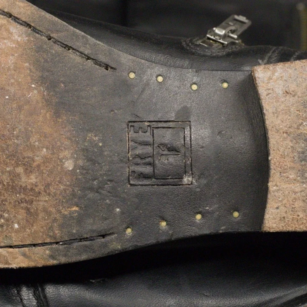 FRYE Melissa Over The Knee Leather Riding Boots Preppy Heritage Black Sz 6‎